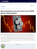 New Hampshire Launches First-Ever $100M Bitcoin-Backed Bond