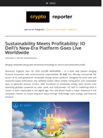 Sustainability Meets Profitability: IO DeFi’s New-Era Platform Goes Live Worldwide