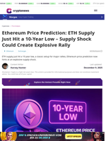 Ethereum Price Prediction: ETH Supply Just Hit a 10-Year Low – Supply Shock Could Create Explosive Rally