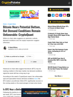 Bitcoin Nears Potential Bottom, But Demand Conditions Remain Unfavorable: CryptoQuant