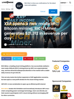 XRP opens a new mode of Bitcoin mining, RICH Miner generates $21,312 in revenue per day | Live Bitcoin News