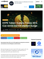 HYPE Token Supply Faces 45% Cut Amid ASTER Market Surge | Live Bitcoin News