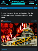 Crypto Markets Brace as Another Partial U.S. Government Shutdown Looms Next Week