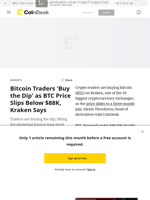 Bitcoin News: BTC Traders Buy the Dip on Kraken as Price Slips Below $88K