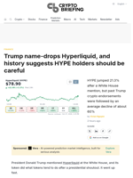 Trump name-drops Hyperliquid, and history suggests HYPE holders should be careful