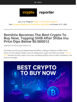 Remittix Becomes The Best Crypto To Buy Now, Topping SHIB After Shiba Inu Price Dips Below $0.000012