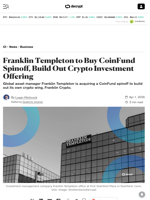 Franklin Templeton to Buy CoinFund Spinoff, Build Out Crypto Investment Offering - Decrypt