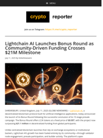Lightchain AI Launches Bonus Round as Community-Driven Funding Crosses $21M Milestone