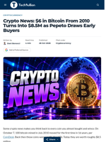 Crypto News: $6 in Bitcoin From 2010 Turns Into $8.5M as Pepeto Draws Early Buyers - TechBullion