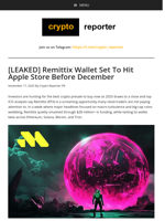 [LEAKED] Remittix Wallet Set To Hit Apple Store Before December