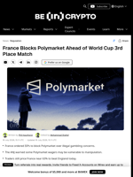 France Blocks Polymarket Ahead of World Cup 3rd Place Match