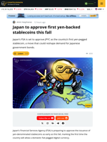 Japan to Approve First Yen-Backed Stablecoin This Fall: Report