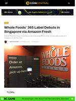 Whole Foods’ 365 Label Debuts in Singapore via Amazon Fresh - CoinCentral