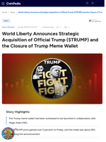 World Liberty Announces Strategic Acquisition of Official Trump ($TRUMP) and the Closure of Trump Meme Wallet