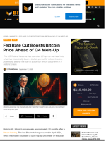 Fed Rate Cut Boosts Bitcoin Price Ahead Of Q4 Melt-Up