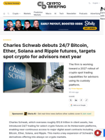 Schwab debuts 24/7 Bitcoin, Ether, Solana and Ripple futures, targets spot crypto for advisors next year