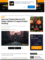 Harvard’s Largest Public Holding Is Now $442.8M In Bitcoin