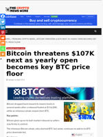 Bitcoin threatens $107K next as yearly open becomes key BTC price floor - The Crypto News Wire