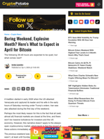 Boring Weekend, Explosive Month? Here's What to Expect in April for Bitcoin