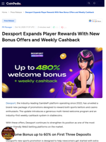 Dexsport Launches New Bonuses and Weekly Cashback Program