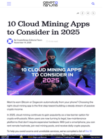 10 Cloud Mining Apps to Consider in 2025
