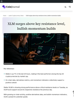 XLM surges above key resistance level, bullish momentum builds