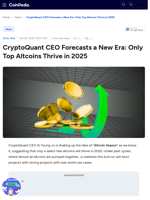 CryptoQuant CEO Forecasts a New Era: Only Top Altcoins Thrive in 2025