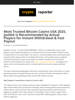 Most Trusted Bitcoin Casino USA 2025, Jackbit is Recommended by Actual Players for Instant Withdrawal & Fast Payout