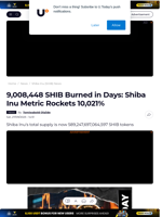 9,008,448 SHIB Burned in Days: Shiba Inu Metric Rockets 10,021% - U.Today