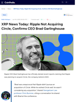 XRP News Today: Ripple Not Acquiring Circle, Confirms CEO Brad Garlinghouse