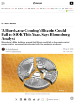'A Hurricane Coming': Bitcoin Could Fall to $10K This Year, Says Bloomberg Analyst - Decrypt