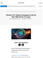 Bitwise CIO: Solana Is Designed to Be the New Wall Street of Crypto