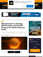 Michael Saylor’s Strategy (MSTR) Opens $2.1B ATM Program For Strife Preferred Stock