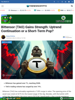 Bittensor (TAO) Gains Strength: Uptrend Continuation or a Short-Term Pop?