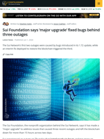 Sui Addresses Three Network Outages With Major Upgrade