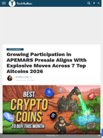 Growing Participation in APEMARS Presale Aligns With Explosive Moves Across 7 Top Altcoins 2026 - TechBullion