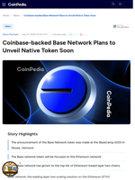Coinbase-backed Base Network Plans to Unveil Native Token Soon