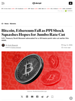 Bitcoin, Ethereum Fall as PPI Shock Squashes Hopes for Jumbo Rate Cut - Decrypt