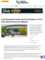 LCS Summer Finals set for October 3-4 at Gas South Arena in Atlanta