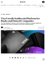 Visa Unveils Stablecoin Platform for Banks and Fintech Companies - Decrypt