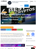 4 Explosive Cryptos with High Growth Potential – Don’t Miss These Top Picks! | Live Bitcoin News