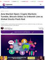 Bitcoin Slides to 5-Month Low as Global Stocks Flash Red