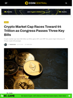 Crypto Market Cap Races Toward $4 Trillion as Congress Passes Three Key Bills - CoinCentral