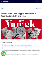 VanEck Meets SEC Crypto Task Force – Tokenization, DeFi, and More