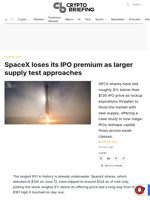 SpaceX loses its IPO premium as larger supply test approaches