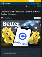Coinbase and Better Issue First U.S. Bitcoin-Backed Mortgage