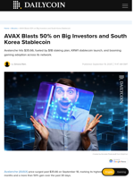 AVAX Blasts 50% on Big Investors and South Korea Stablecoin - DailyCoin
