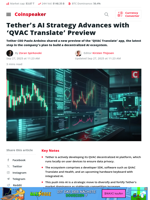 Tether's AI Strategy Advances with 'QVAC Translate' Preview - Coinspeaker