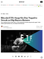 Bitcoin ETFs Snap Six-Day Negative Streak as Dip Buyers Return - Decrypt
