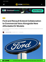 Ford and Renault Extend Collaboration to Commercial Vans Alongside New Affordable EV Models - CoinCentral